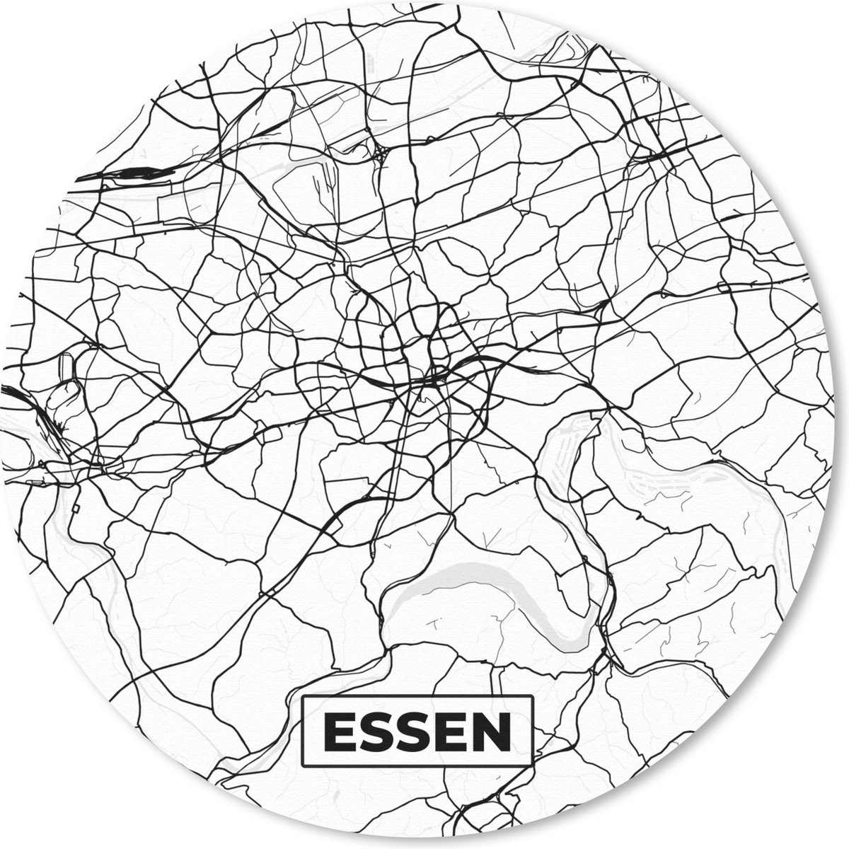 Muismat rond 40x40 cm - Mousepad Kaart - Essen - Plattegrond - Stadskaart - Ronde muismatten - Stadskaart