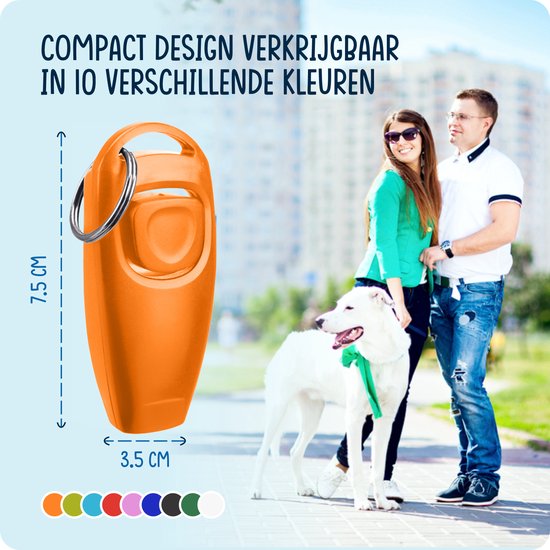 VEDIC®  - Luxe clicker met fluit - Clickertraining - Oranje - Bevestigingsring - Fluit - Hondentraining - VEDIC