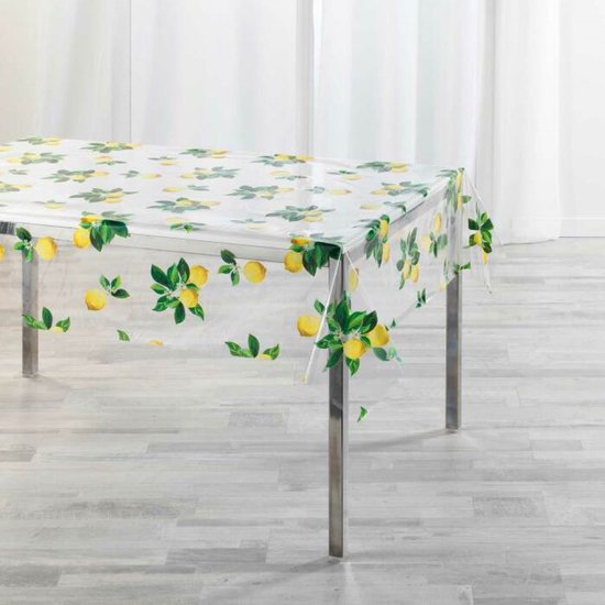 Nappe plastique citron Toile cirée transparente 140x240cm Nappe