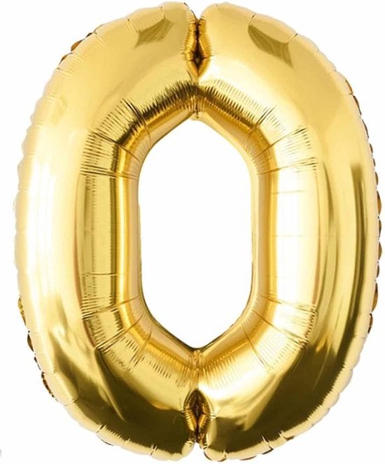 Gouden folie ballon cijfer 0 jaar 86cm