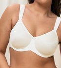 Soutien-gorge minimizer blanc avec texture, porté par une mannequin.
