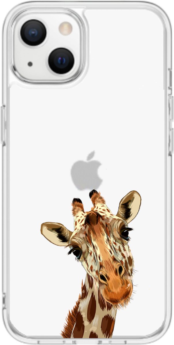 Apple Iphone 13 Mini hoesje transparant siliconen hoesje giraffe *LET OP JUISTE MODEL*