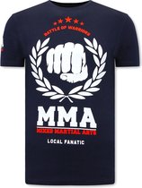 T-shirt Heren met Opdruk - MMA Fighter - Blauw