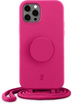 Just Elegance x PopSockets Telefoonhoesje met telefoonbutton [telefoon accessoires] voor Apple iPhone 12/12 Pro - Neon Roze