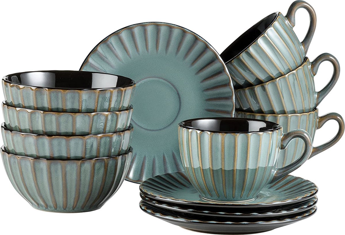 Luxe Servies - serviesset 4 personen- dinnerset - borden, schalen, mokken set - duurzaam - premium kwaliteit