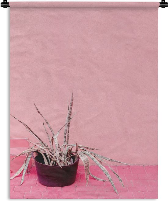 Wandkleed - Wanddoek - Zomer - Roze - Planten - 120x160 cm - Wandtapijt
