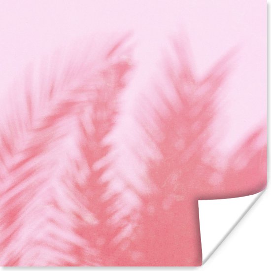 Poster Planten - Bladeren - Roze - 50x50 cm