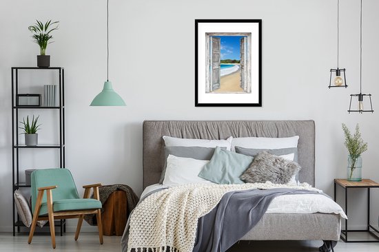 Fotolijst incl. Poster - Zee - Tropical - Doorkijk - Strand - 60x80 cm - Posterlijst