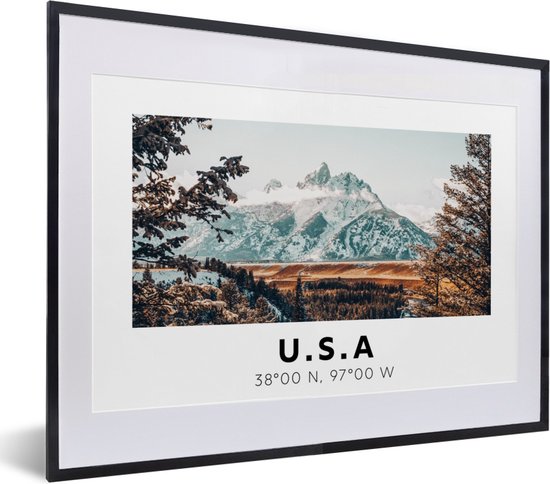 Fotolijst incl. Poster - Amerika - Bergen - Winter - Bos - 40x30 cm - Posterlijst