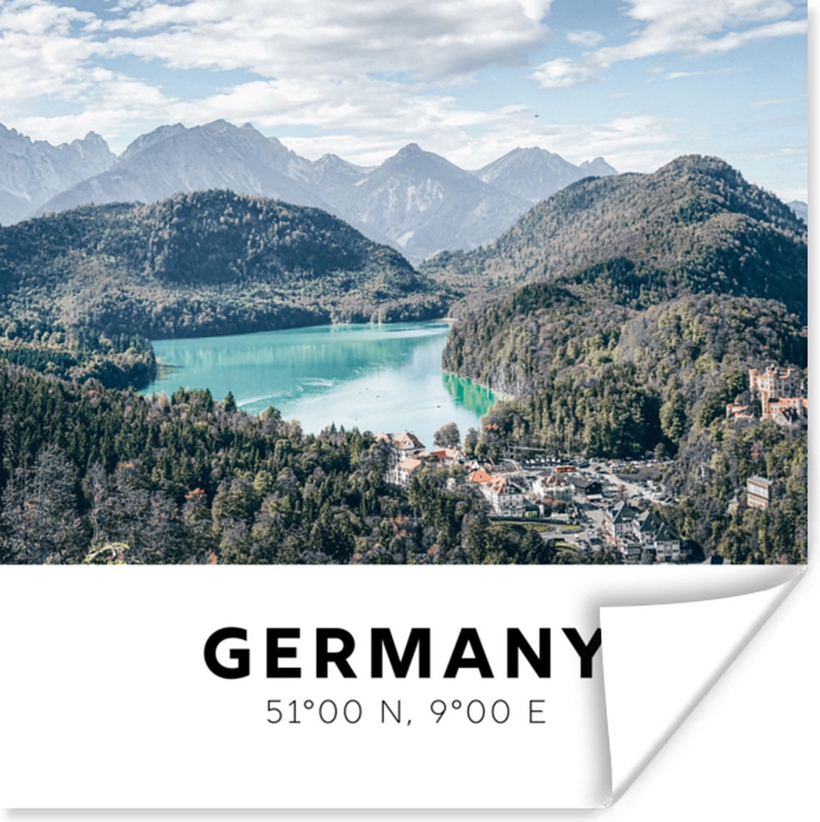 Poster Duitsland - Meer - Bergen - 100x100 cm XXL