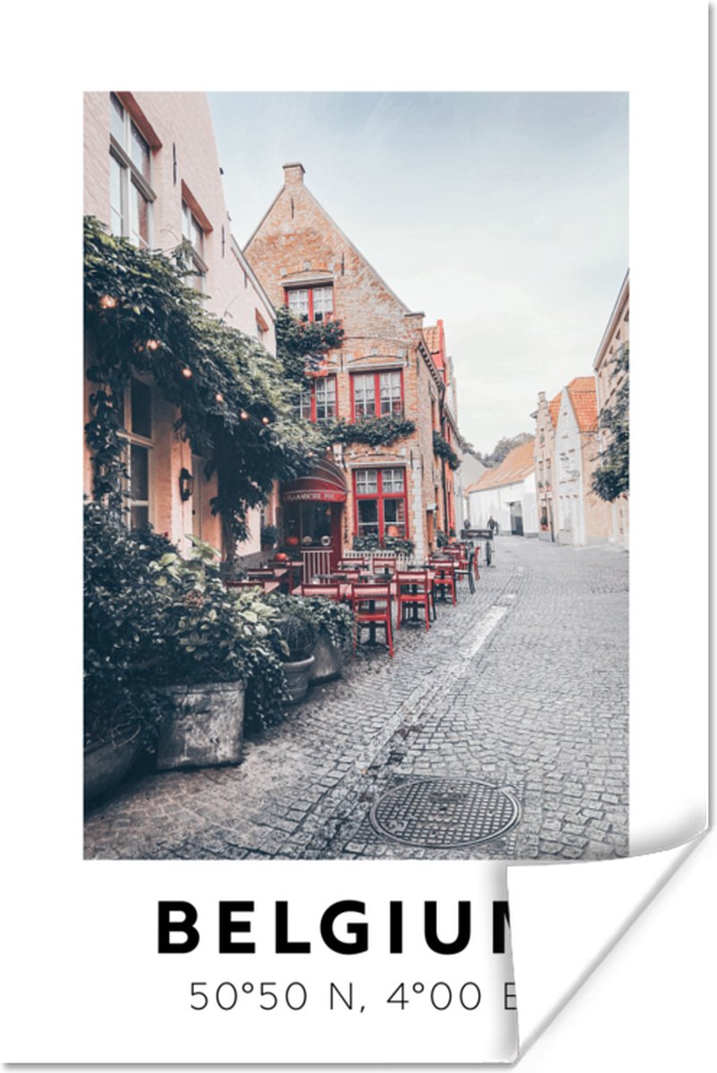Poster België - Terras - Rood - 80x120 cm
