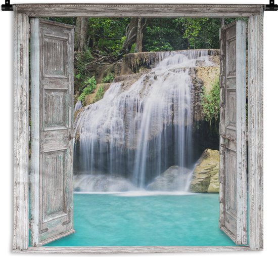 Tapisserie - Toile murale - Transparent - Cascade - Nature - Paysage - 150x150 cm - Tapisserie