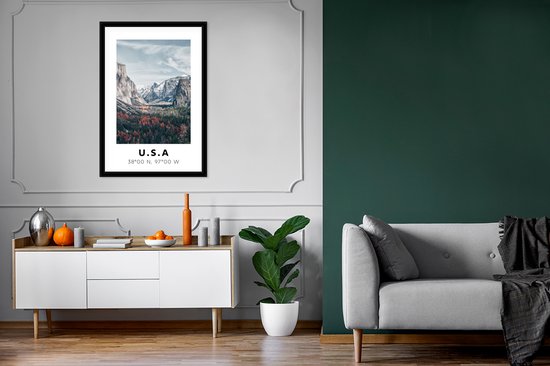 Fotolijst incl. Poster - Yosemite - Amerika - Wyoming - 60x90 cm - Posterlijst