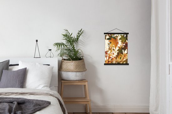 Porte-affiche avec affiche - Affiche scolaire - Nature - Feuilles d'automne - Rural - 40x53 cm - Lattes noires