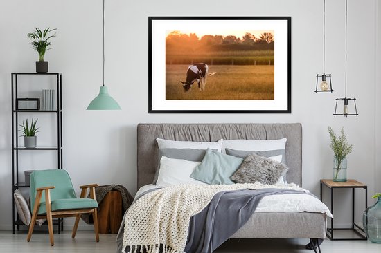 Cadre photo avec affiche - Vache - Soleil - Animaux - 120x80 cm - Cadre pour affiche
