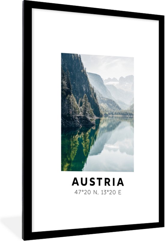 Fotolijst incl. Poster - Oostenrijk - Alpen - Water - Berg - 60x90 cm - Posterlijst