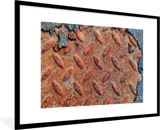 Fotolijst incl. Poster - Diamantplaat - Beton - Roest - Vintage - 90x60 cm - Posterlijst