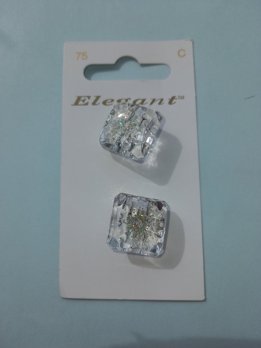 Knoop transparant met glitter, vierkant Elegant nr. 75