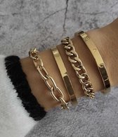 Soraro Set Armbanden | 4 Delig Set | Dames | Goudkleurig | Vrouwen Armband Goud | Sieraden | Mooie Cadeauverpakking | Moederdag | Moederdag Cadeau