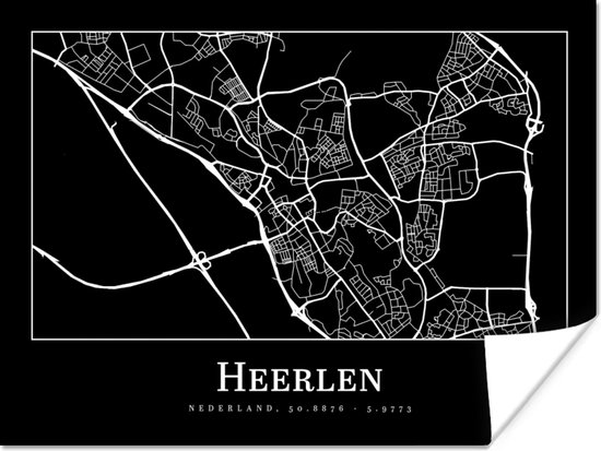 Poster Stadskaart - Heerlen - Kaart - Plattegrond - 80x60 cm