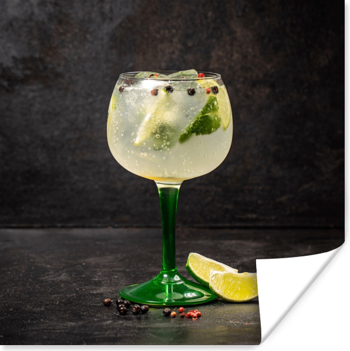 Poster Drank - Wijnglas - Fruit - 50x50 cm