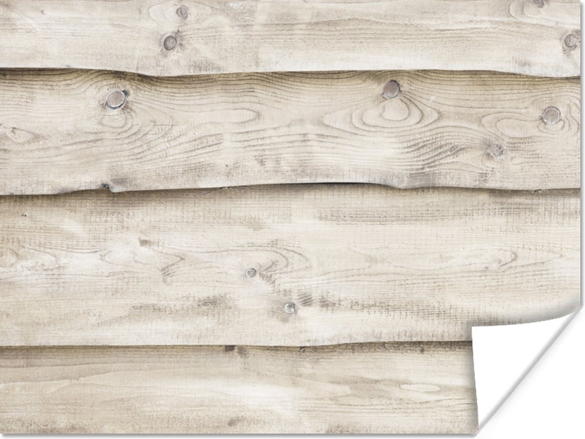 Poster Wit - Planken - Hout - Berk - 80x60 cm