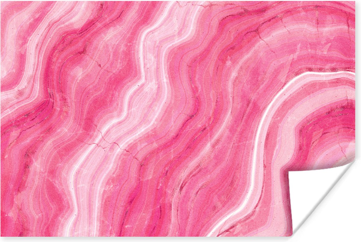 Poster Agaat geode - Roze - Kristal - Geode - 60x40 cm