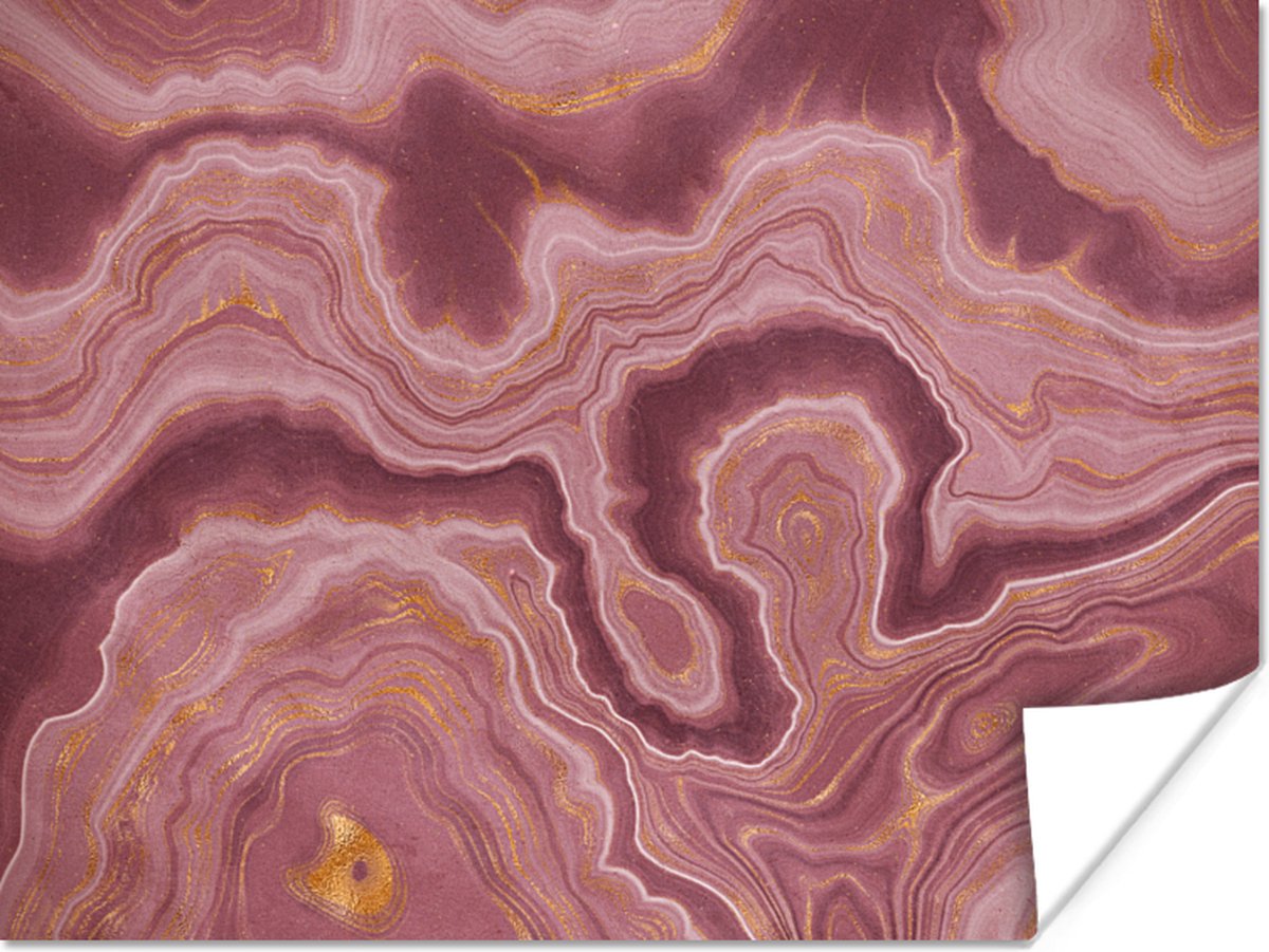 Poster Agaat - Abstract - Stenen - Roze - 40x30 cm