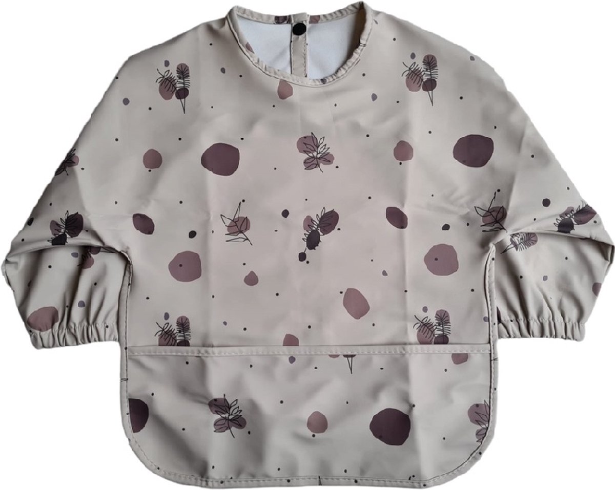 Goedkoopste Slab - Schort - Waterproof - met mouw - Kinderschort - Slab met mouwen - Waterafstotend - Knutselen - Kliederschort - met opvangbak - 12 tot 36 maanden - Beige Bruin