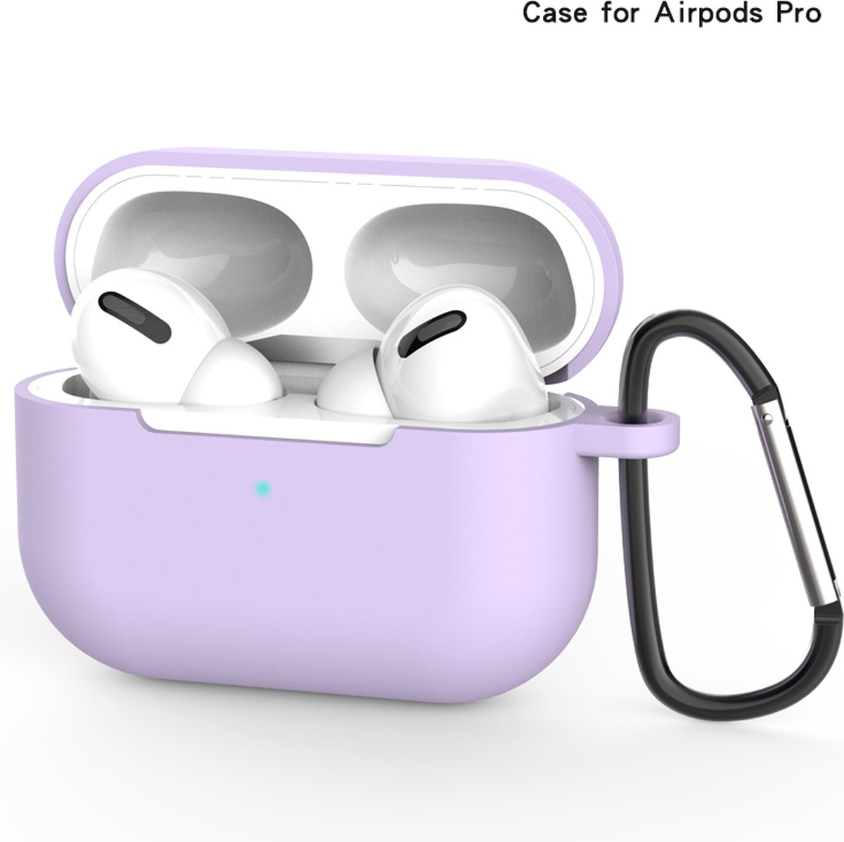 Apple AirPods Pro Hoesje in het Paars met Clip - TCH - Siliconen - met Haak - Case - Cover - Soft Case - Onepiece