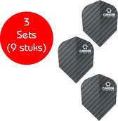 Darts Set - 3 sets (9 stuks) - Carbon - dart flights - zwart