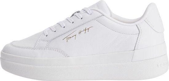 Tommy Hilfiger Dames Signature Leather Sneakers Wit maat 37 | bol.com
