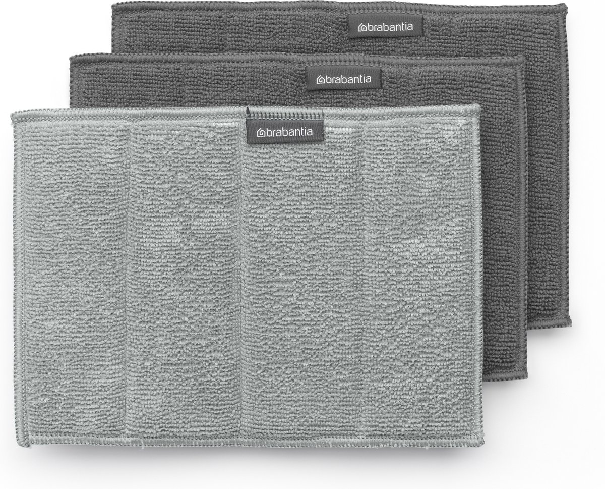 Goedkoopste Brabantia SinkSide Microvezeldoekjes - Set van 3 - 16 x 22 cm - Mid Grey