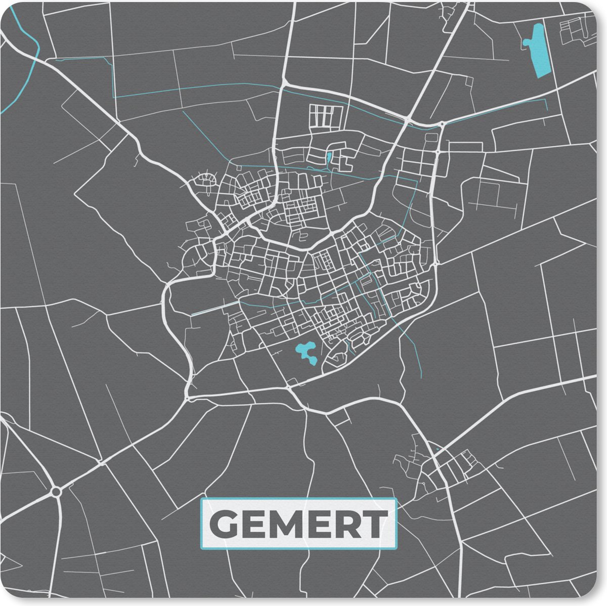 Muismat 30x30 cm - Mousepad Plattegrond - Gemert - Stadskaart - Kaart - Muismatten - Stadskaart