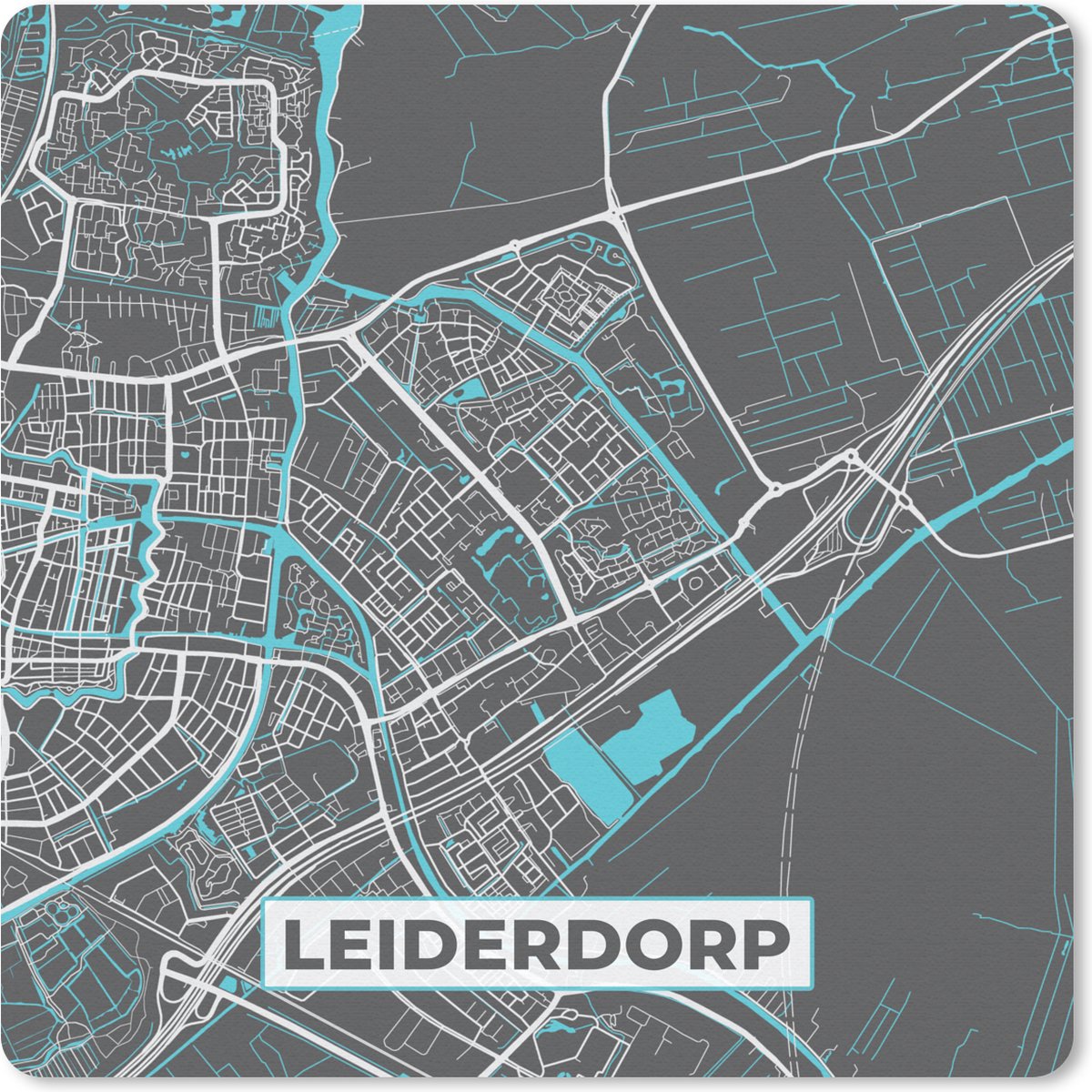 Muismat 30x30 cm - Mousepad Plattegrond - Kaart - Leiderdorp - Stadskaart - Muismatten - Stadskaart