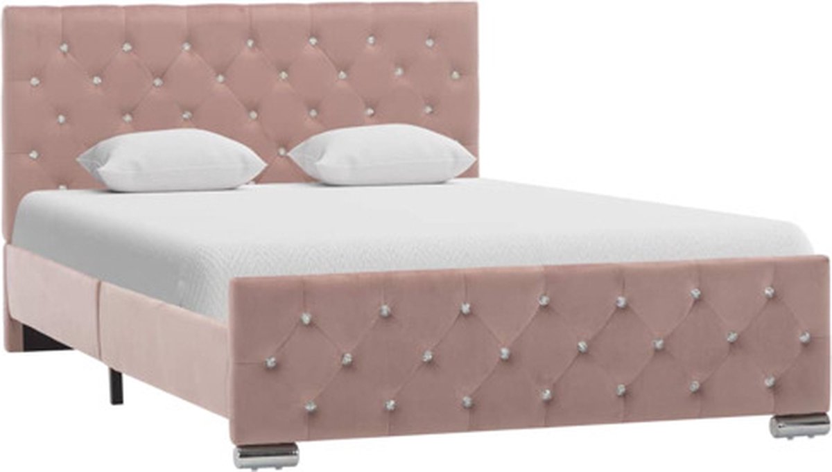 vidaXL - Bedframe - fluweel - roze - 120x200 - cm