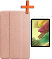 Hoes Geschikt voor Samsung Galaxy Tab S6 Lite Hoes Tri-fold Tablet Hoesje Case Met Screenprotector - Hoesje Geschikt voor Samsung Tab S6 Lite Hoesje Hardcover Bookcase - Rosé goud