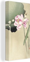 Canvas Schilderij Songbird and lotus - schilderij van Ohara Koson - 40x80 cm - Wanddecoratie