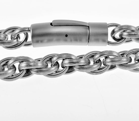 19mm Gevlochten Armband Heren - Stalen Zilverkleur - Schakelarmband