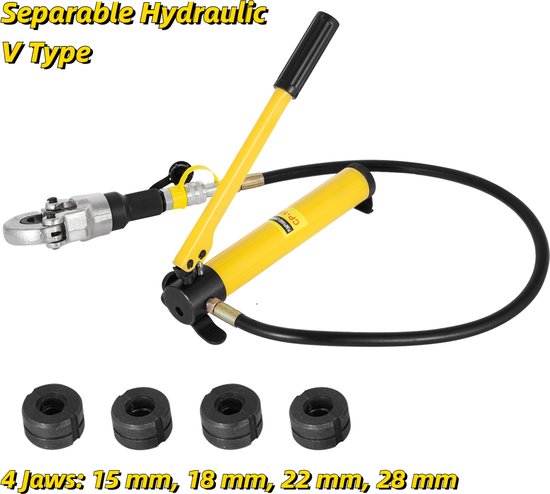 Professionele perstang voor koperen buizen CR V-contour en TH-contour met buisafsnijder, handperstang koperen buis perstang verbindingsbuis met V12 V15 V18 V22 V28 TH16 TH20 TH26 TH32 voor koperen