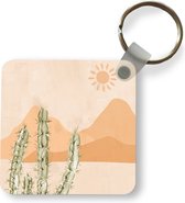 Sleutelhanger - Uitdeelcadeautjes - Cactus - Woestijn - Pastel - Boho - Waterverf - Plastic