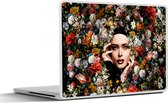 Laptop sticker - 17.3 inch - Bloem - Vrouwen - Portret - Botanisch - 40x30cm - Laptopstickers - Laptop skin - Cover
