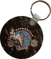 Sleutelhanger - Mancave - Vrouwen - Motor - Vintage - Plastic - Rond - Uitdeelcadeautjes - Vaderdag cadeau - Geschenk - Cadeautje voor hem - Tip - Mannen