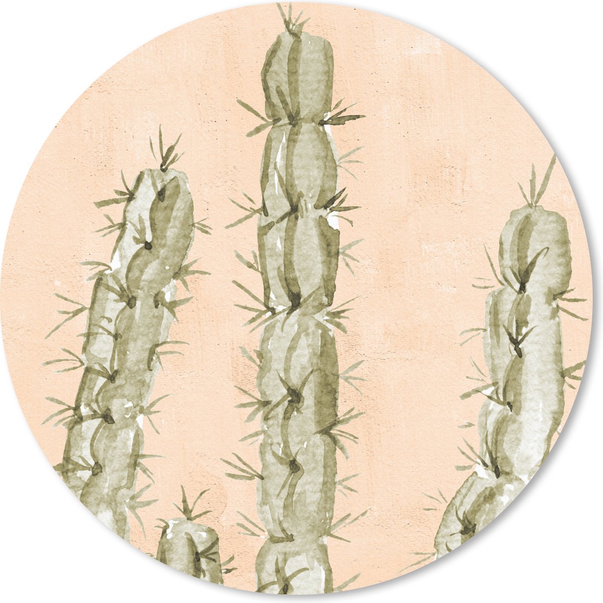 Muismat rond 40x40 cm - Mousepad Waterverf - Bohemian - Cactus - Botanisch - Ronde muismatten