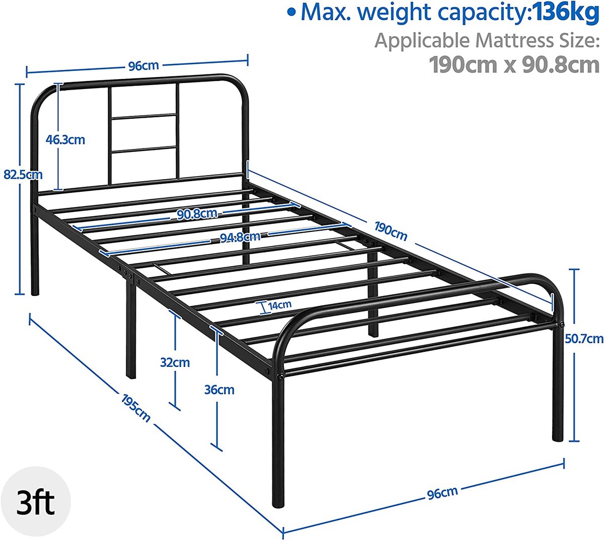 Bedframe 90x200 zonder lattenbodem kopen? Gratis bezorgd