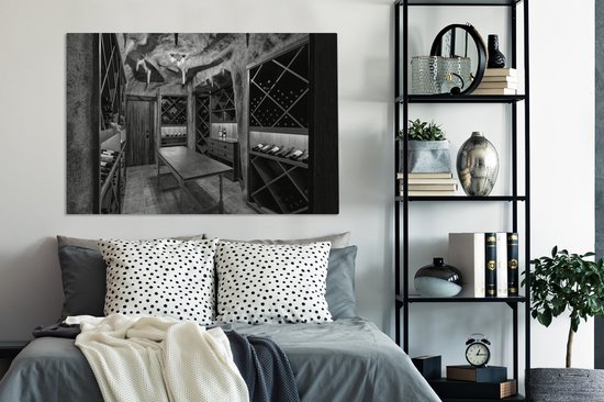 Tableau sur toile Une cave à vin sur mesure - noir et blanc - 120x80 cm - Décoration murale