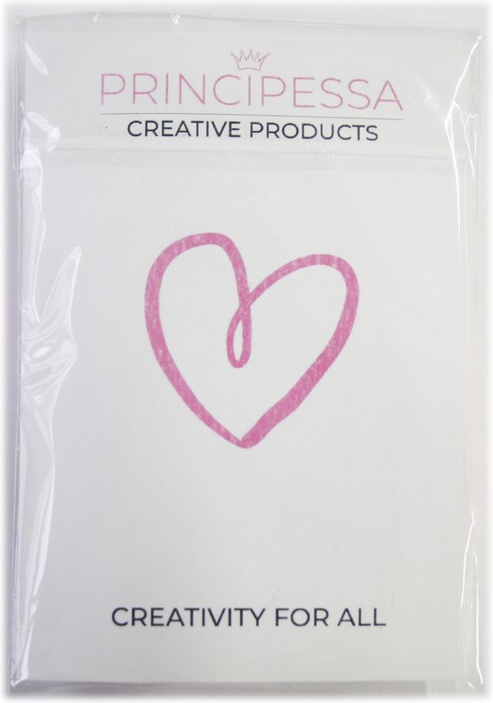 Emballage avec un cœur rose et le texte 'Principessa Creative Products' et 'Creativity for all'.