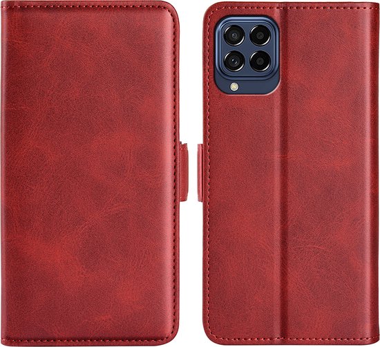 Coque Samsung Galaxy M53 - MobyDefend Luxe Wallet Book Case (Côté fermeture) - Rouge - Coque pour téléphone portable - Coque pour téléphone Ce produit est compatible avec : Samsung Galaxy M53