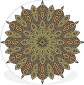 WallCircle - Wandcirkel ⌀ 30 - Mandala met bladvorm - Ronde schilderijen woonkamer - Wandbord rond - Muurdecoratie cirkel - Kamer decoratie binnen - Wanddecoratie muurcirkel - Woonaccessoires