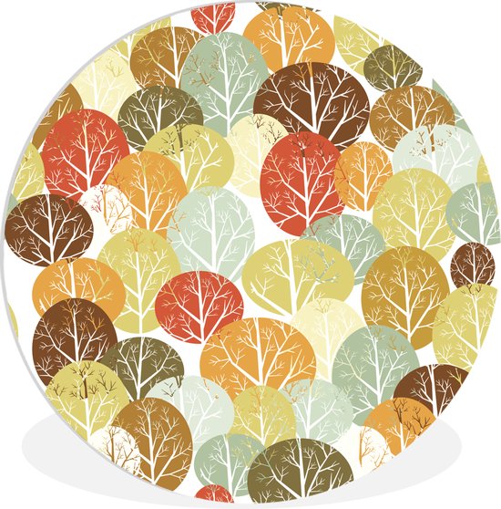 Illustration d'automne arbres colorés Assiette en plastique cercle mural ⌀ 30 cm - impression photo sur cercle mural / cercle vivant (décoration murale)